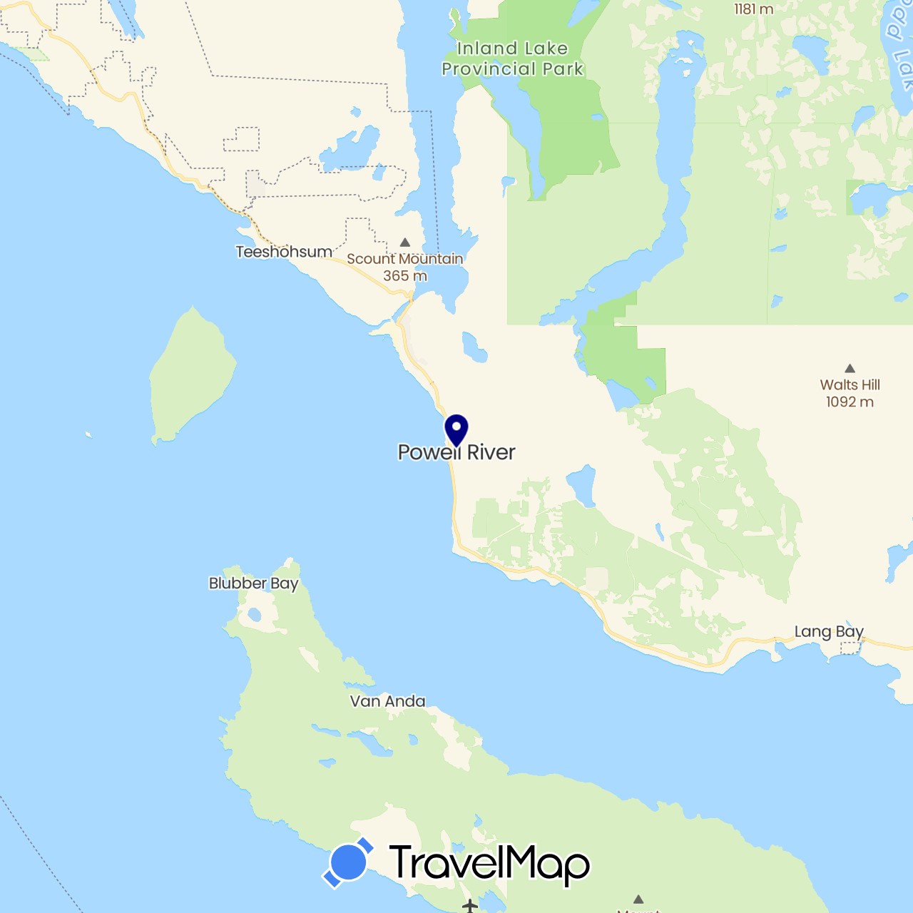 TravelMap itinerary: driving in Canada (North America)